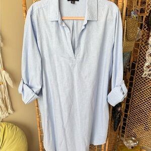 Saks Fifth Avenue Light Blue Casual  Linen Dress